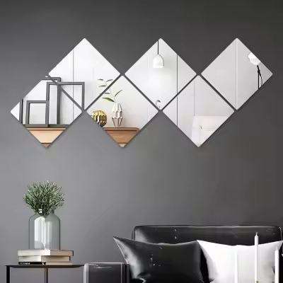 Modern Geometric Diamond Wall Mirror Set